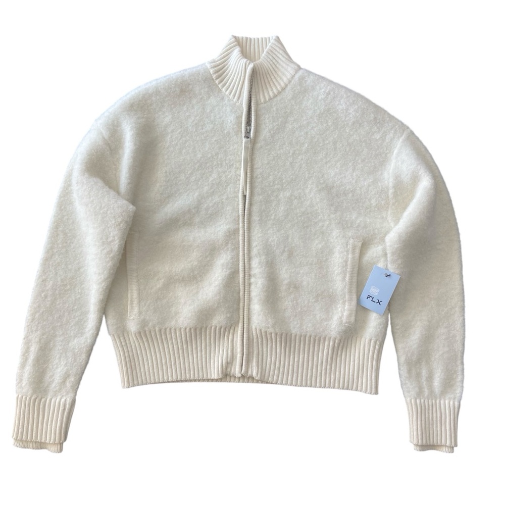 NWT FLX Wool Natural Fiber Cozy Winter White Zip Jacket Women’s Size XS - Picture 2 of 10